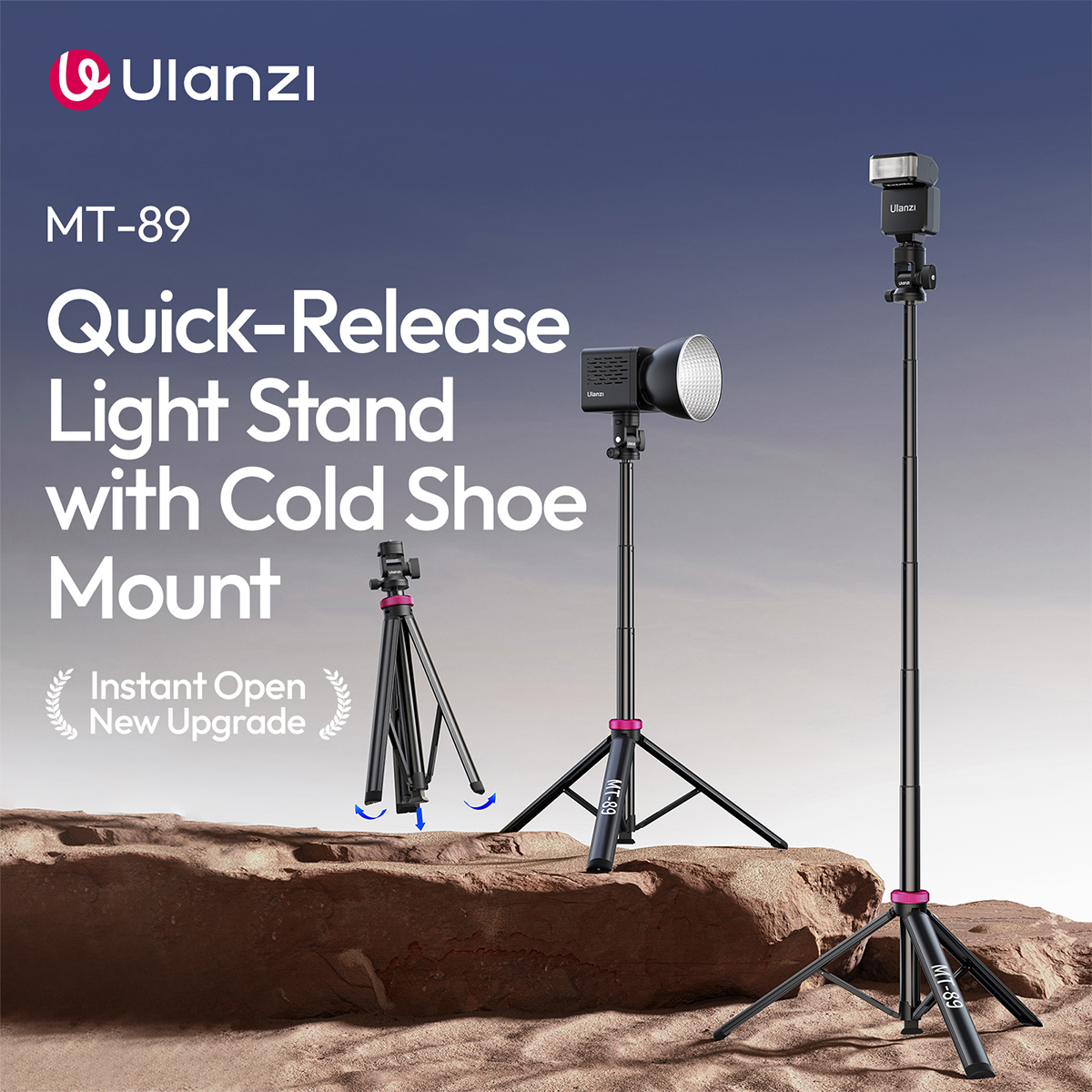 *Upgraded Version* Ulanzi MT-89 Auto Open Quick Release Cold Shoe Mount Light Stand (T082A)