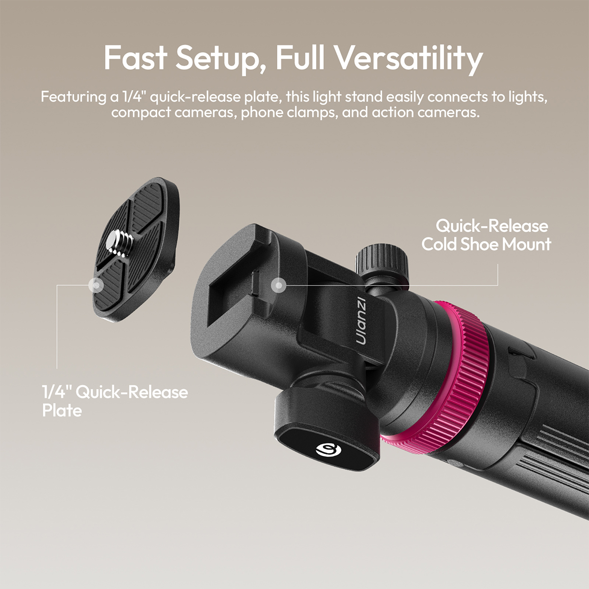 *Upgraded Version* Ulanzi MT-89 Auto Open Quick Release Cold Shoe Mount Light Stand (T082A)