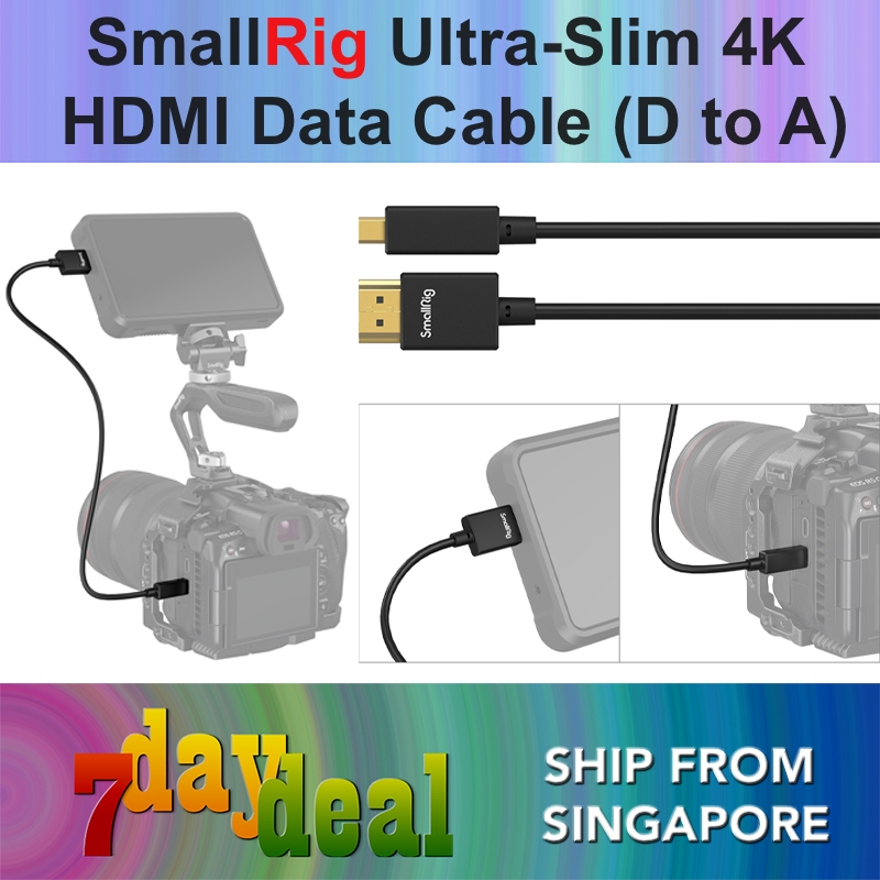 Smallrig Ultra-Slim 4K Micro HDMI to HDMI Data Cable (D to A) - 35cm / 55cm / 100cm