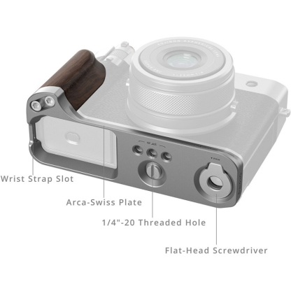 SmallRig L-Shape Mount Plate with Wooden Handle for Fujifilm GFX100RF (Silver-5265 / Black-5266)