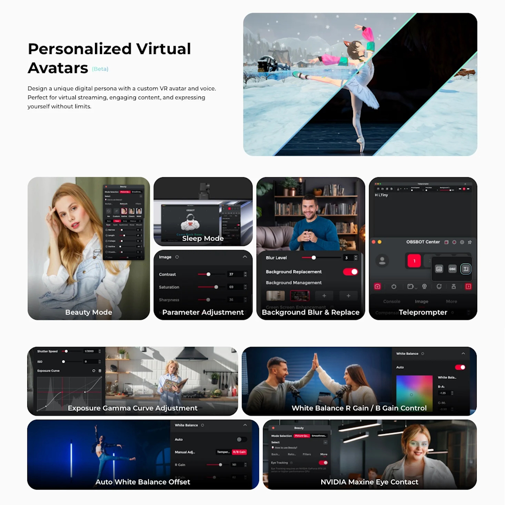 OBSBOT Tiny 3 Lite AI-Powered PTZ 4K Webcam