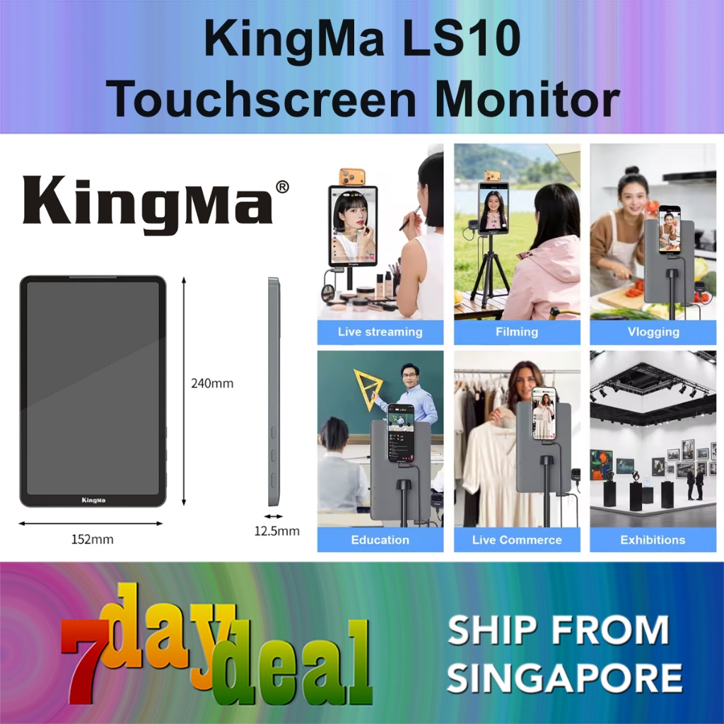 KingMa LS10 10.1” Touchscreen Live Stream Selfie Monitor (USB-C Touch Screen Monitor For Smartphone)