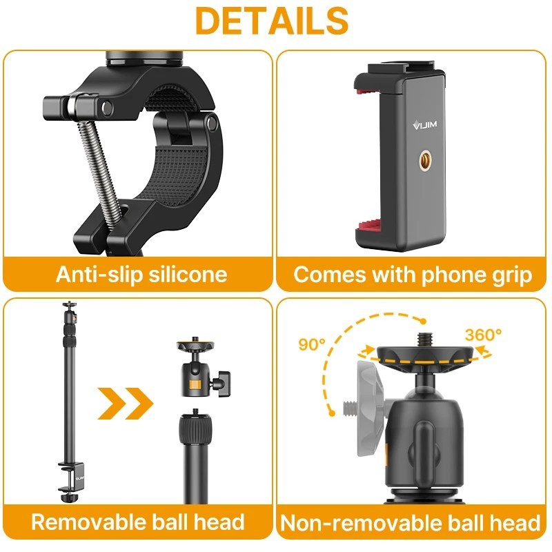 Ulanzi VIJIM LS02 Extendable Desktop Stand with Horizontal Arm Ball Head (LS-02 For LED Video Light Camera & Smartphone)