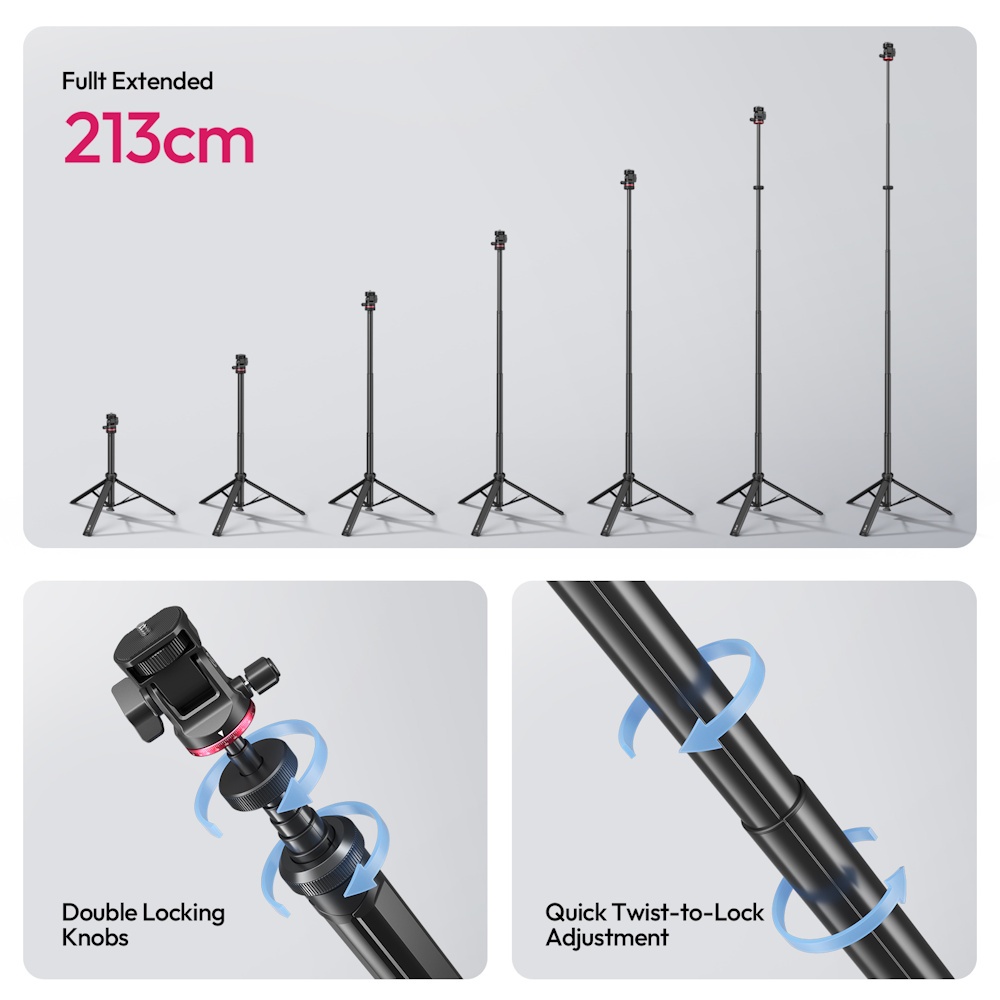 Ulanzi MT-80 Auto-Open Tripod & Light Stand 2M with Universal 1/4″ Mount (T171A)