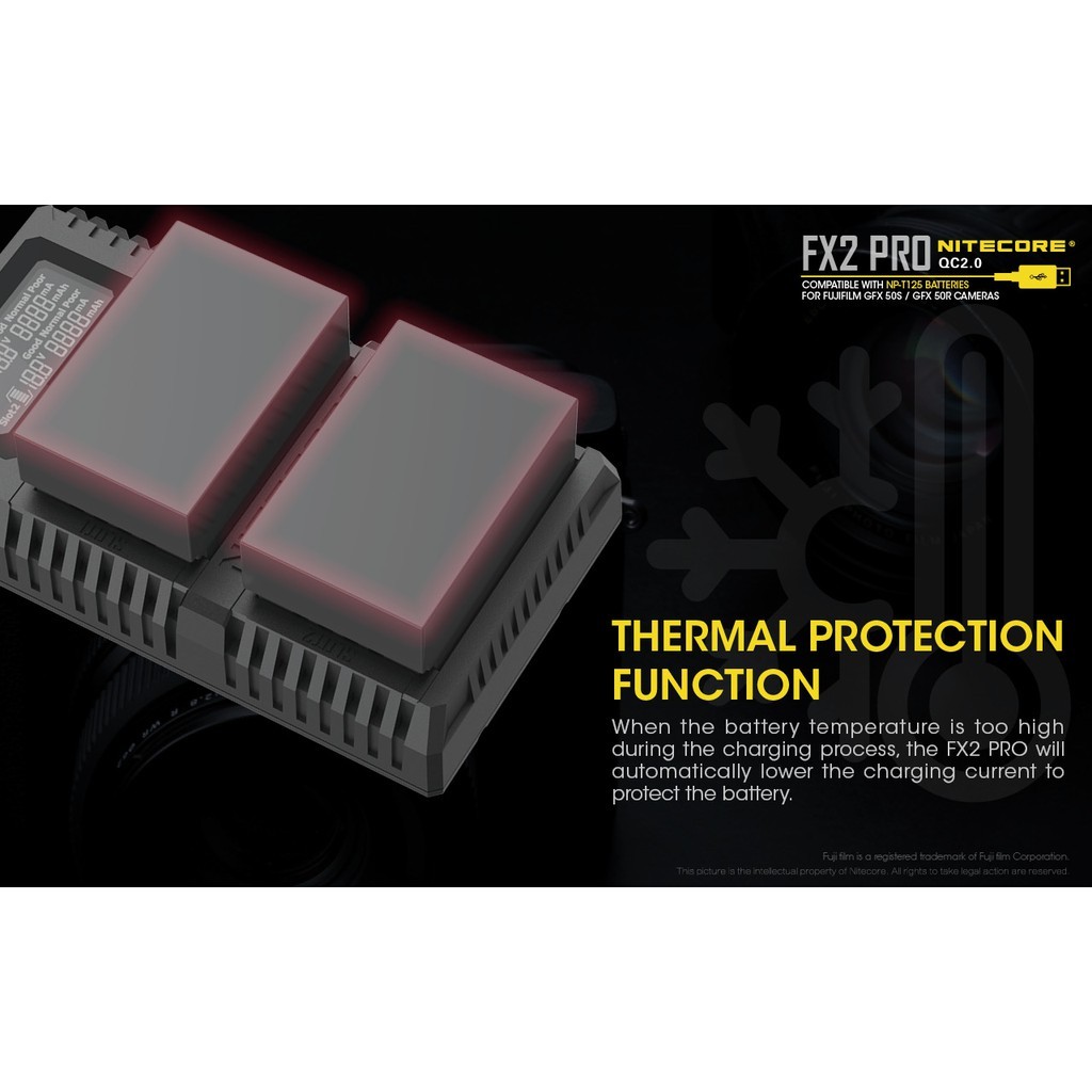 Nitecore FX2 PRO Dual slot USB Travel Charger (For Fujifilm NP-T125)