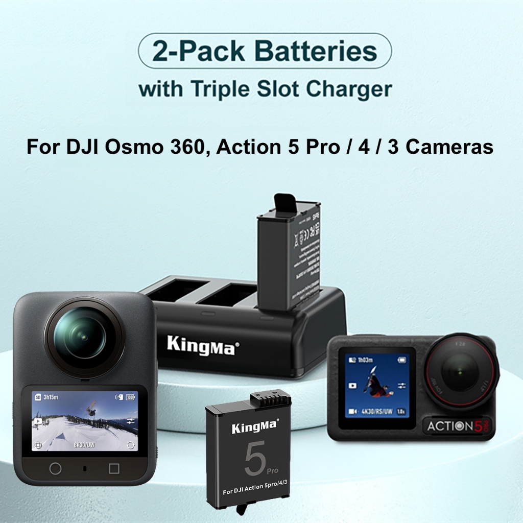 KingMa BM068 Charger / BCX204 Battery (For DJI Osmo 360 / Action 5 Pro / Action 4 / Action 3 Cameras)