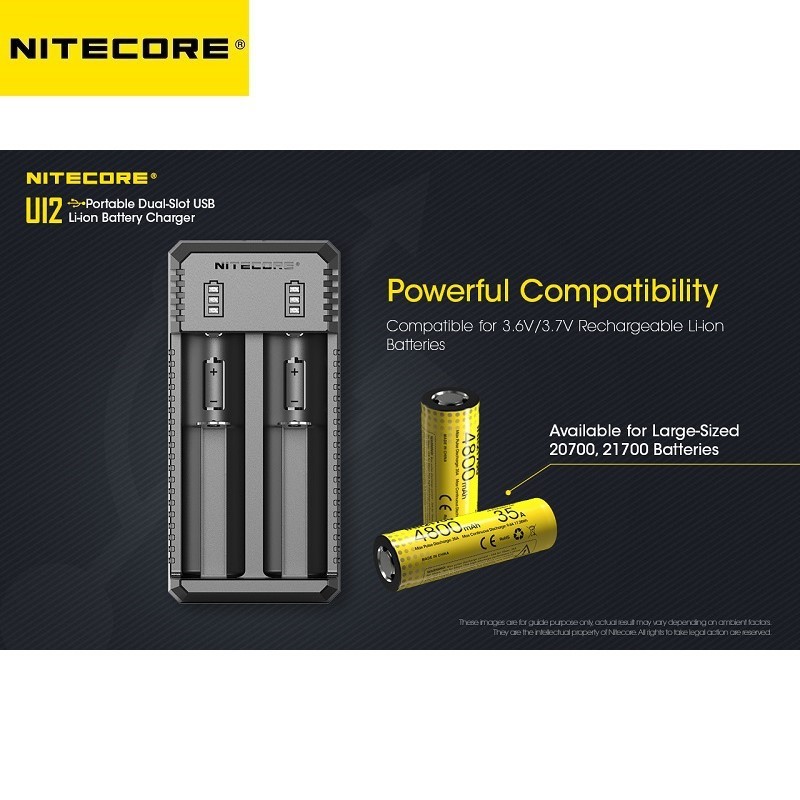 Nitecore UI2 Portable Dual Slot USB Li-Ion Battery Charger (Max Output 1000mA Per Slot)