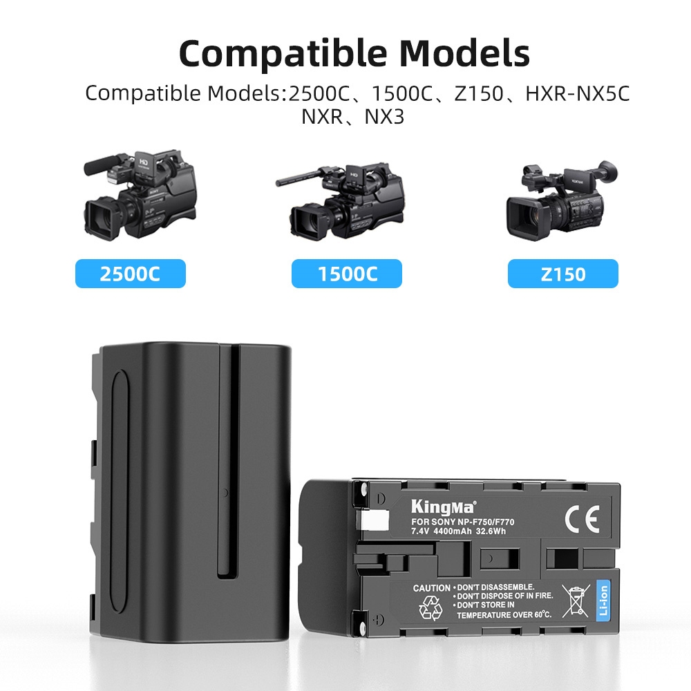 KingMa NP-F750 Battery (2 pcs) + Dual Slot USB PD3.0 Fast Charger Kit (For Sony)