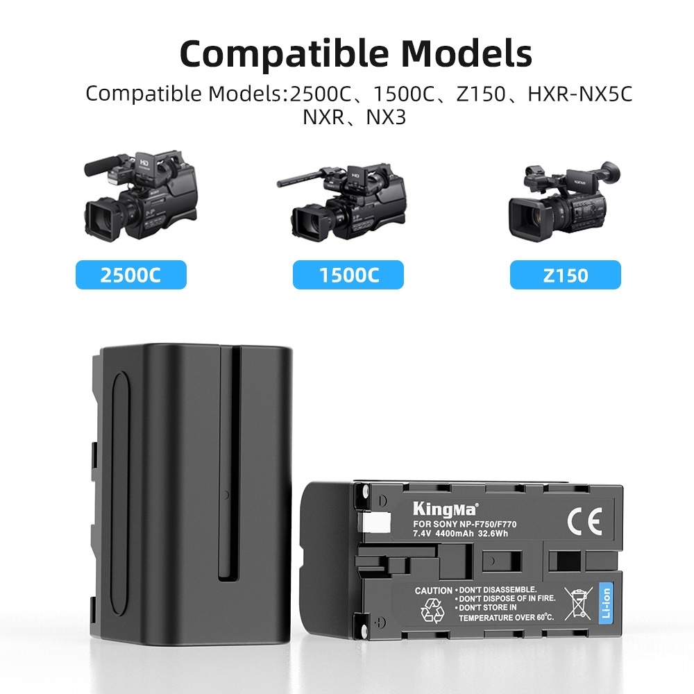 KingMa NP-F750 Battery (2 pcs) + Dual Slot USB PD3.0 Fast Charger Kit (For Sony)