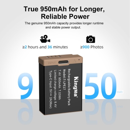 KingMa LP-E17 Half Decoded Battery / Battery with Type-C Port (For Canon)
