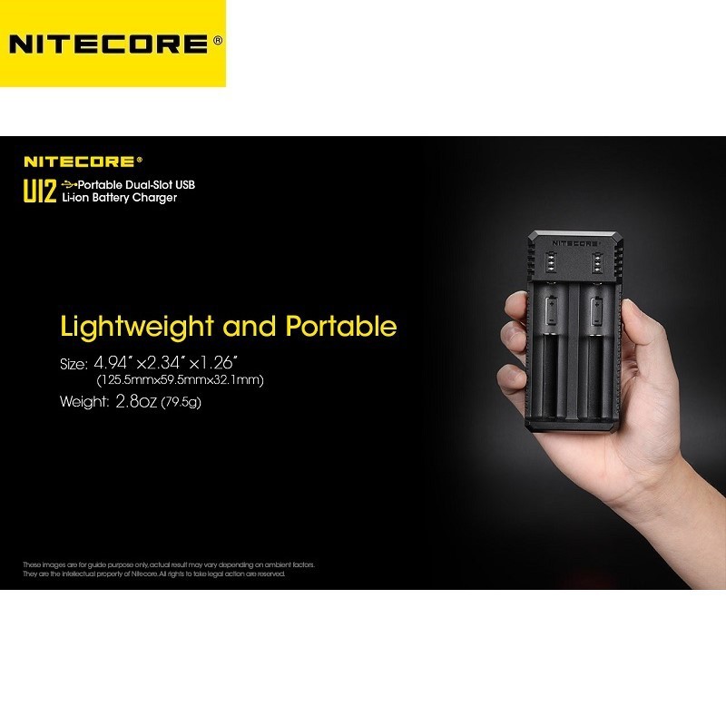 Nitecore UI2 Portable Dual Slot USB Li-Ion Battery Charger (Max Output 1000mA Per Slot)