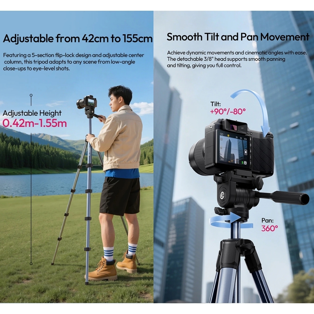 Ulanzi TT39 Video Travel Camera and Phone Tripod (S019)