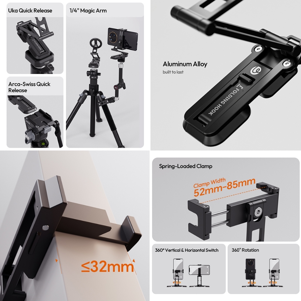 Ulanzi SK29 Foldable Phone Stand (Magnetic M101 / Clamp M100)