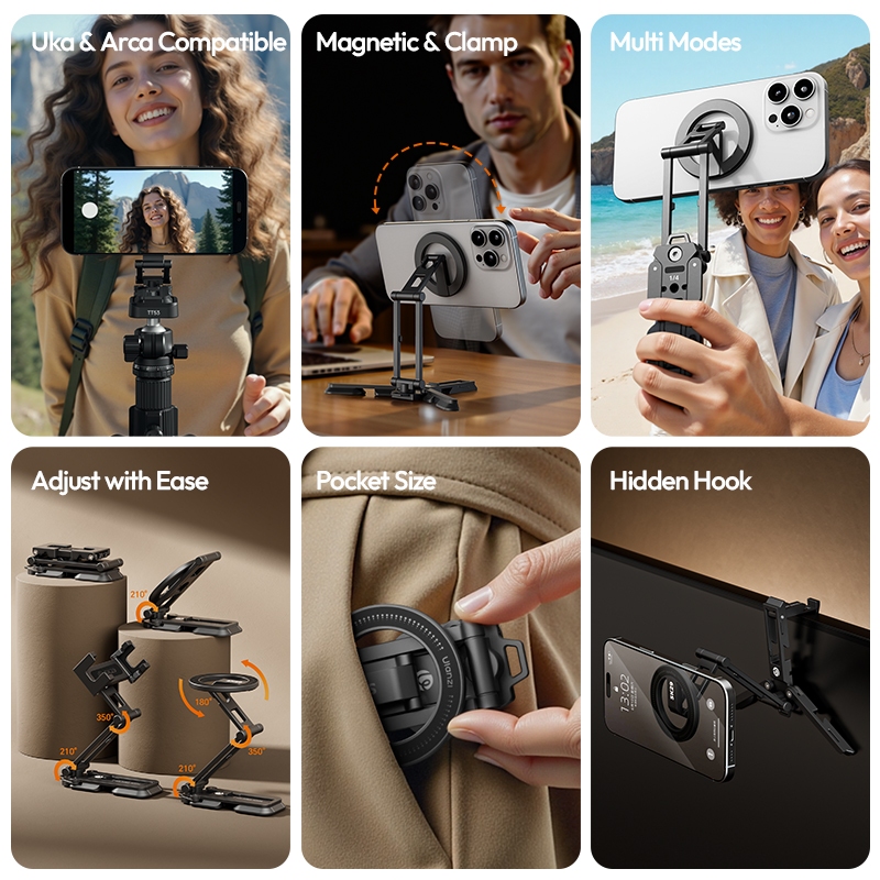 Ulanzi SK29 Foldable Phone Stand (Magnetic M101 / Clamp M100)