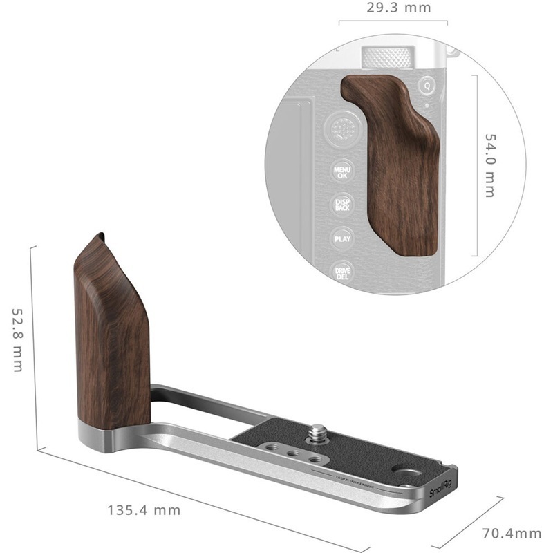 SmallRig L-Shape Mount Plate with Wooden Handle for Fujifilm GFX100RF (Silver-5265 / Black-5266)