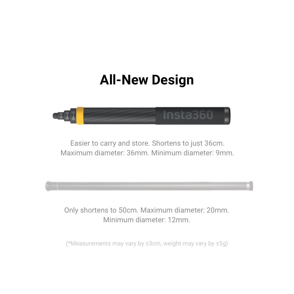 Insta360 3m Ultra-long Extended Edition Carbon Fiber Selfie Stick Monopod (For Insta360 X5 / X4 / X3 / ONE X2 / RS / GO 3 / GO 2)