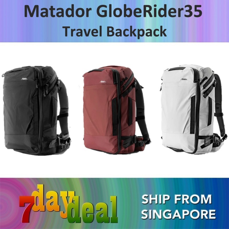 Matador GlobeRider35 Travel Backpack (Black / White / Garnet)