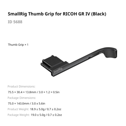 SmallRig Thumb Grip For Ricoh GR IV Camera (Black 5688)