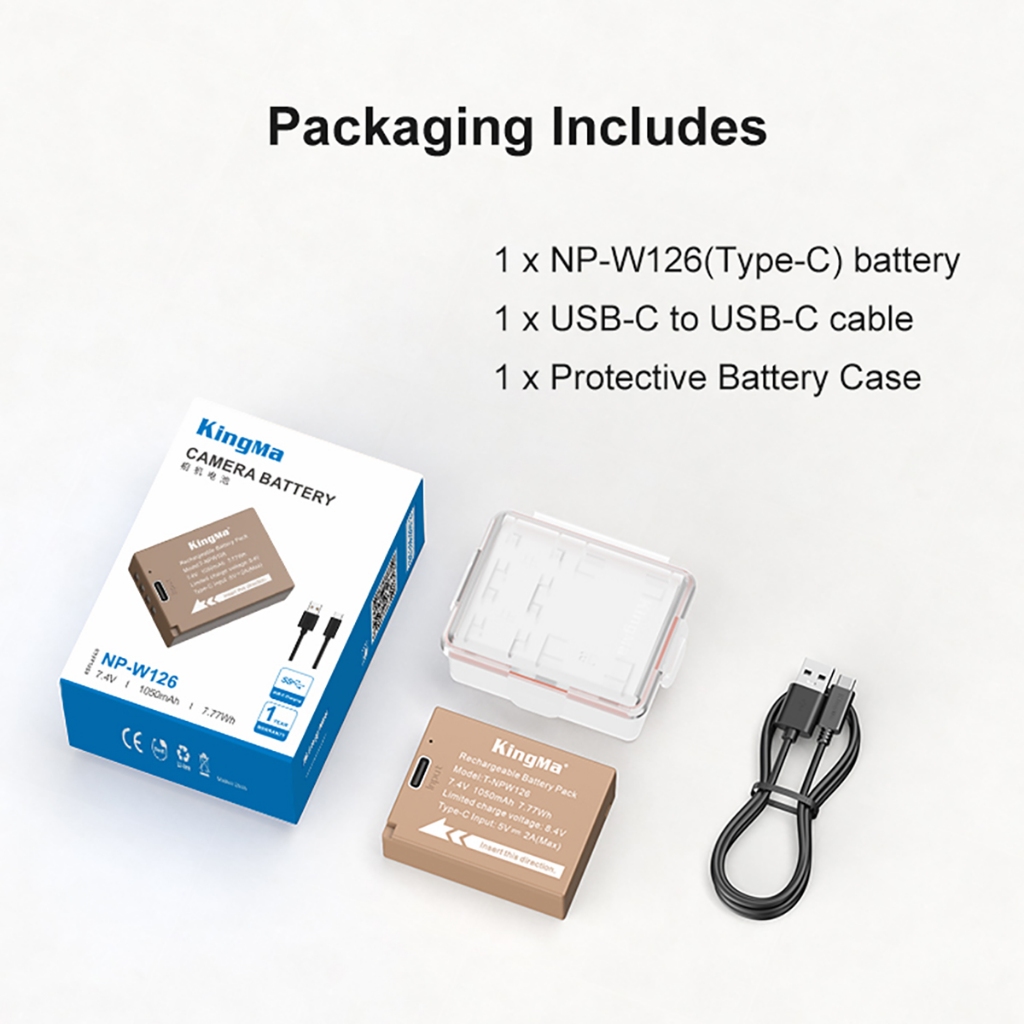 KingMa NP-W126 Battery / Battery with Type-C Port (For Fujifilm)