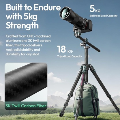 Ulanzi JJ05 GlideGo Overhead Carbon Fiber Travel Camera Tripod (T140)