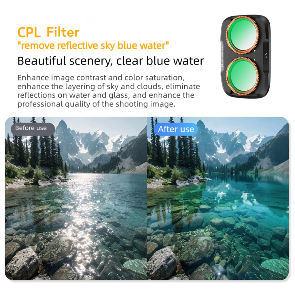 K&F UV / CPL / Black Mist / ND2-32 / ND32-512 / Anti-Light Pollution / Wide Angle Filter (For Dji Pocket 4P)