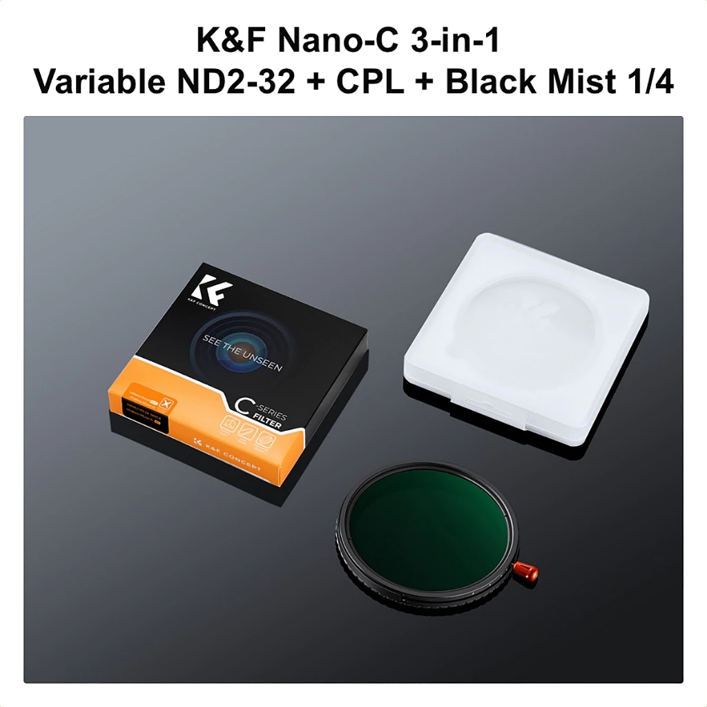 K&F Nano-X / Nano-C 3-in-1 Variable ND2-32 + CPL + Black Pro Mist 1/4 Diffusion Lens Filter