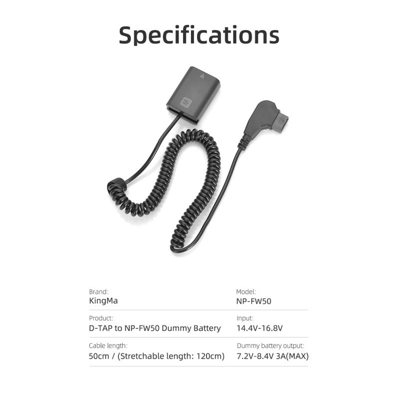 KingMa D-TAP to Dummy Battery (Fully Decoded For Sony NP-FW50)