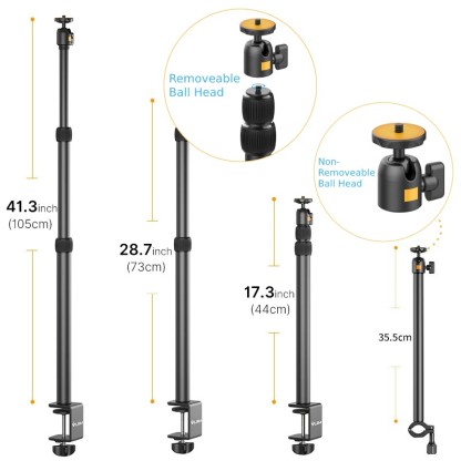Ulanzi VIJIM LS02 Extendable Desktop Stand with Horizontal Arm Ball Head (LS-02 For LED Video Light Camera & Smartphone)