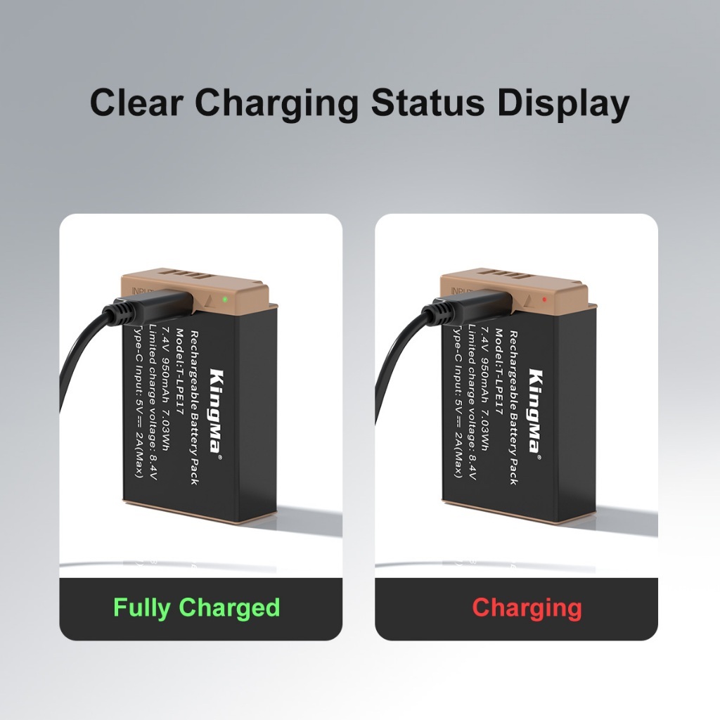 KingMa LP-E17 Half Decoded Battery / Battery with Type-C Port (For Canon)