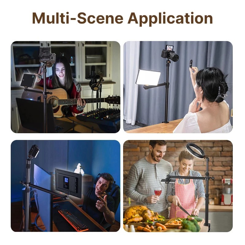 Ulanzi VIJIM LS02 Extendable Desktop Stand with Horizontal Arm Ball Head (LS-02 For LED Video Light Camera & Smartphone)