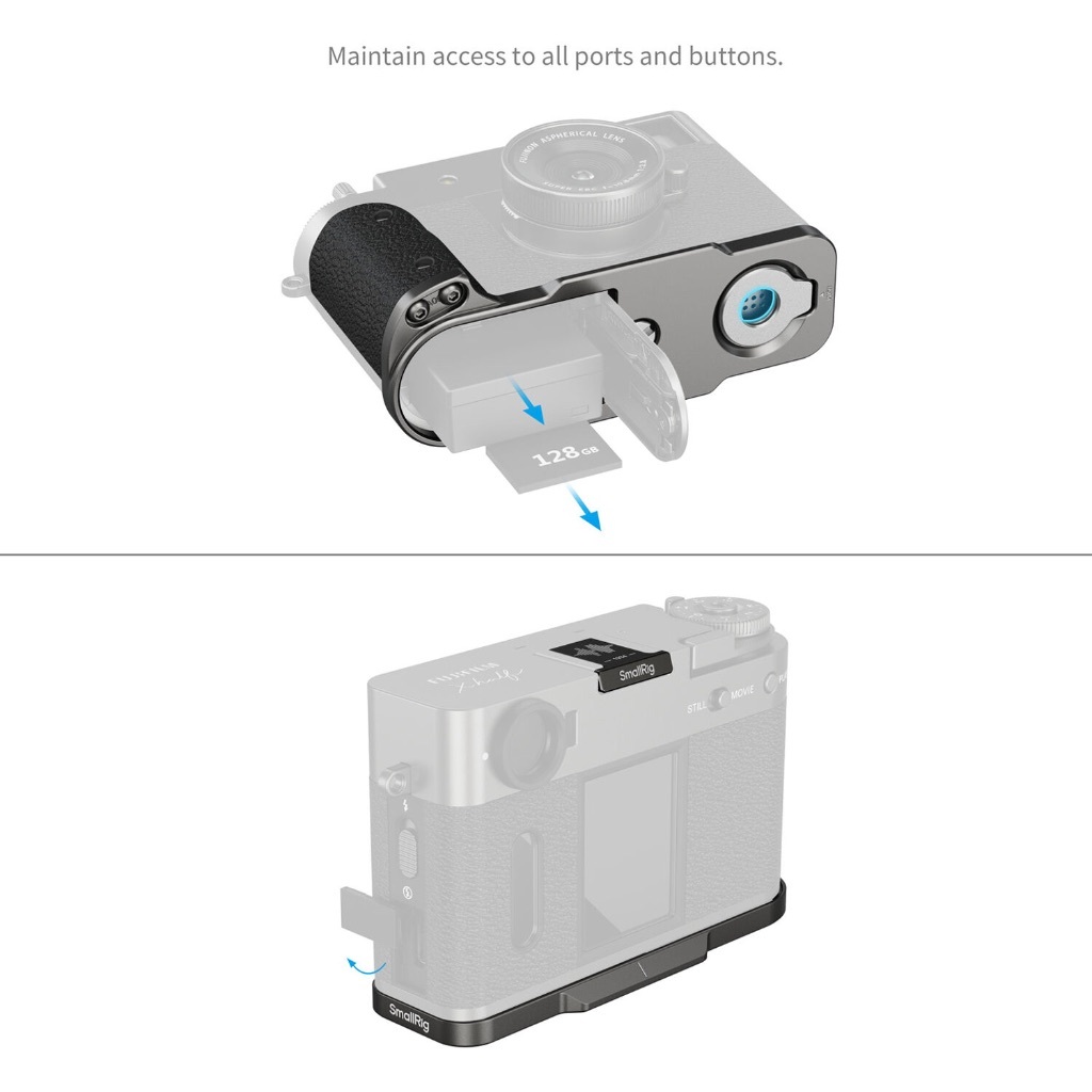 SmallRig L-Shape Mount Plate with Silicone Handle for Fujifilm X half Camera (Black / Charcoal Silver / Silver)