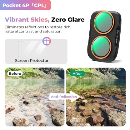 K&F UV / CPL / Black Mist / ND2-32 / ND32-512 / Anti-Light Pollution / Wide Angle Filter (For Dji Pocket 4P)