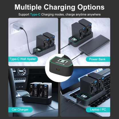 KingMa NP-F750 Battery (2 pcs) + Dual Slot USB PD3.0 Fast Charger Kit (For Sony)