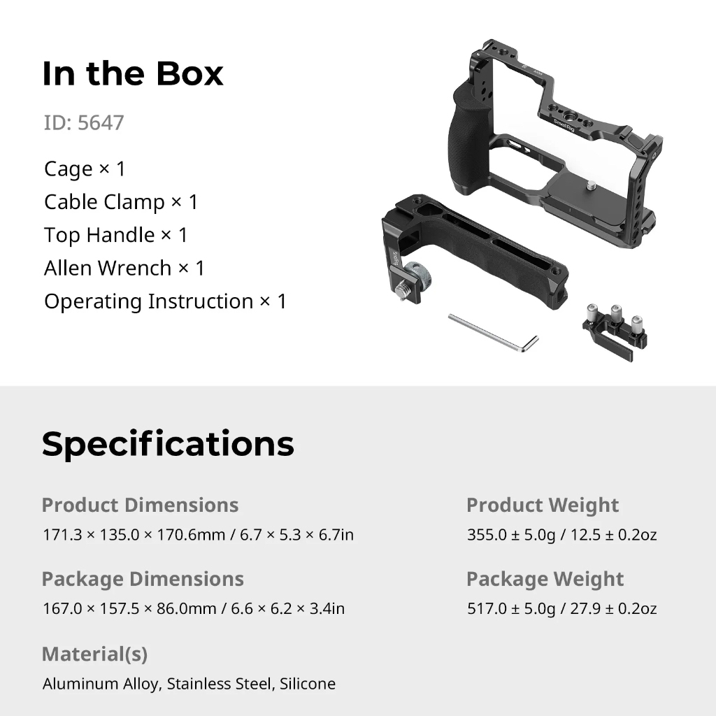SmallRig Cage Kit for Nikon ZR (Basic Cage 5467 / Cage Kit with Top Handle 5647)