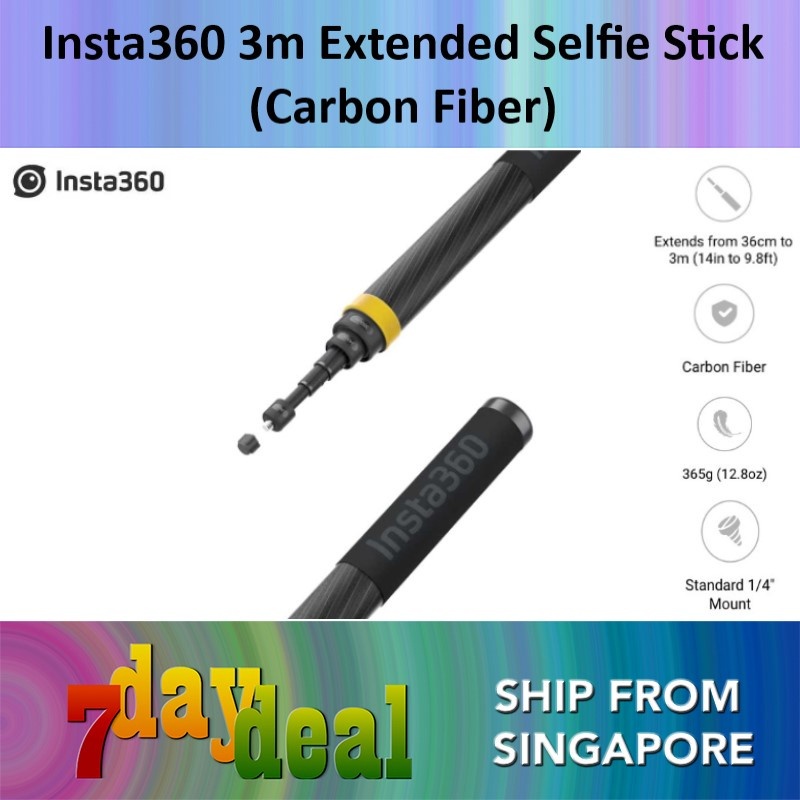 Insta360 3m Ultra-long Extended Edition Carbon Fiber Selfie Stick Monopod (For Insta360 X5 / X4 / X3 / ONE X2 / RS / GO 3 / GO 2)