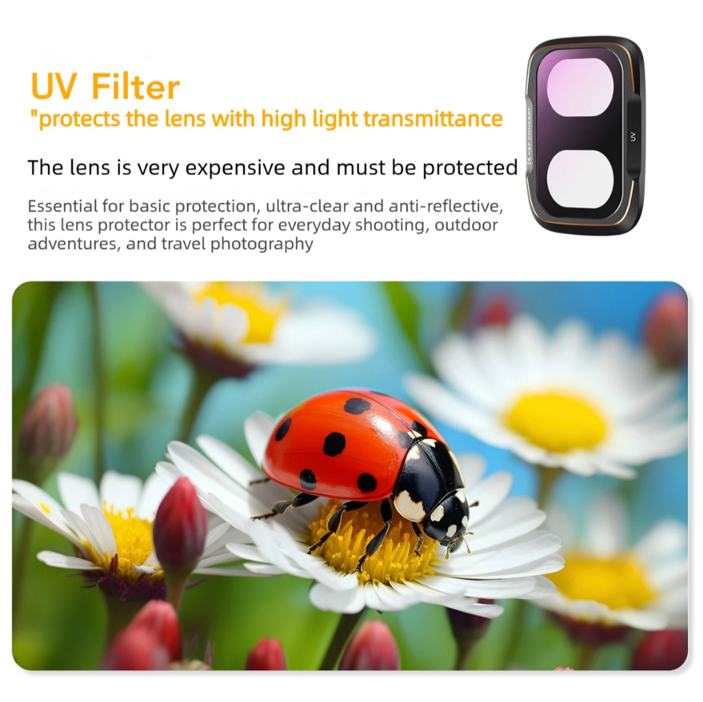K&F UV / CPL / Black Mist / ND2-32 / ND32-512 / Anti-Light Pollution / Wide Angle Filter (For Dji Pocket 4P)
