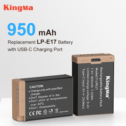 KingMa LP-E17 Half Decoded Battery / Battery with Type-C Port (For Canon)