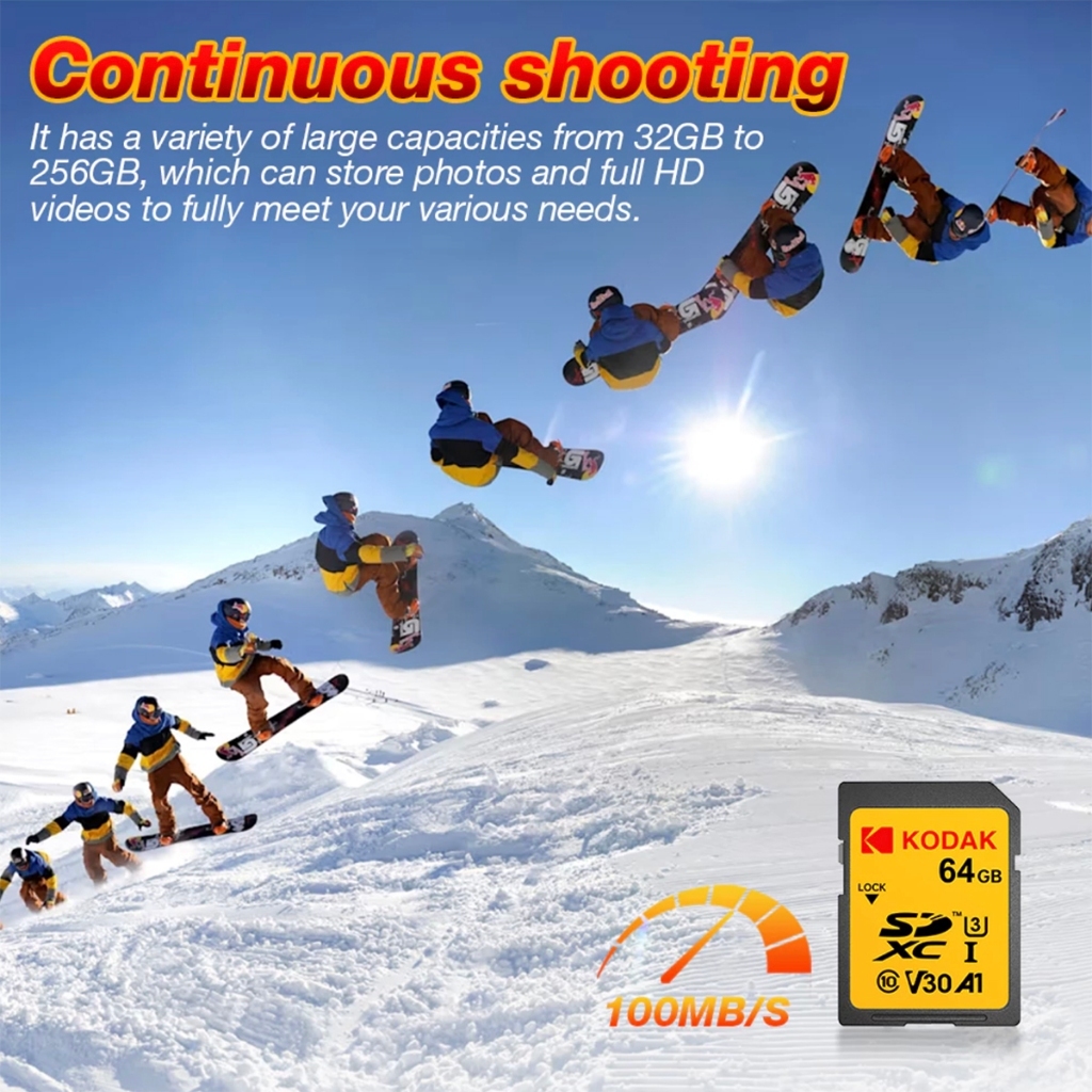 Kodak ULTRA 64GB / 128GB / 256GB SD XC UHS-I Class 10 U3 V30 A1 Memory Card (For DSLR / Mirrorless / Digital Camera)