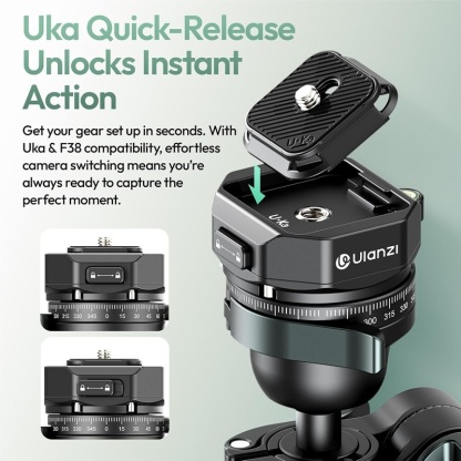 Ulanzi JJ05 GlideGo Overhead Carbon Fiber Travel Camera Tripod (T140)