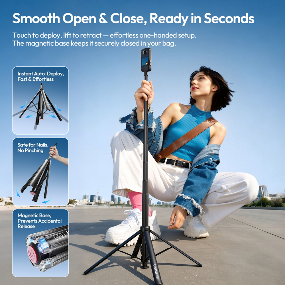 Ulanzi TT91 Auto-Open Tripod Selfie Extension Pole with 1/4" Mount (T192)