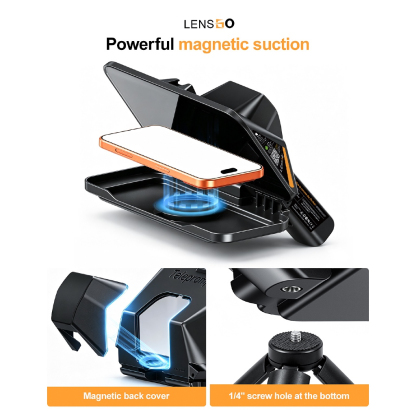 LENSGO TCQI 8 Teleprompter (For DJI Pocket 3 / 4 and Laptop)