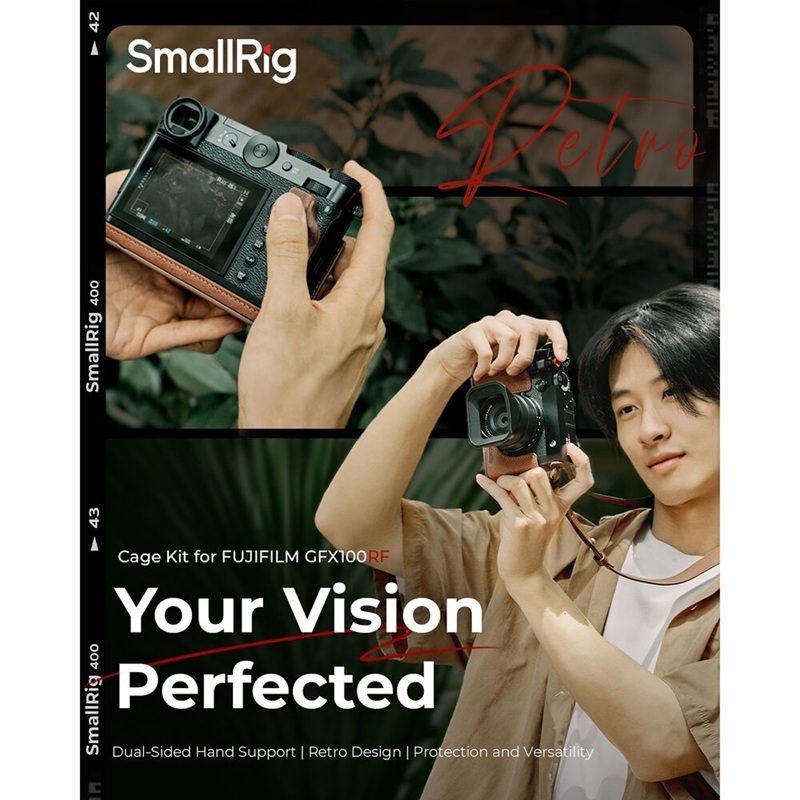 SmallRig L-Shape Mount Plate with Wooden Handle for Fujifilm GFX100RF (Silver-5265 / Black-5266)