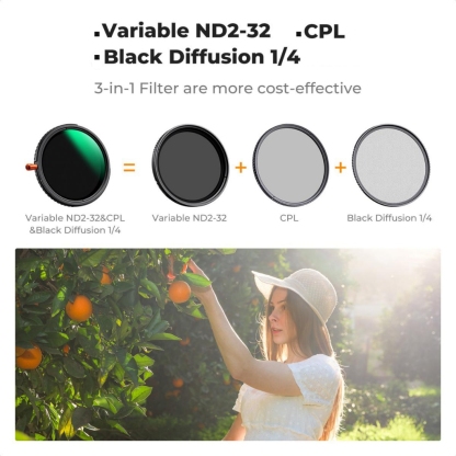 K&F Nano-X / Nano-C 3-in-1 Variable ND2-32 + CPL + Black Pro Mist 1/4 Diffusion Lens Filter