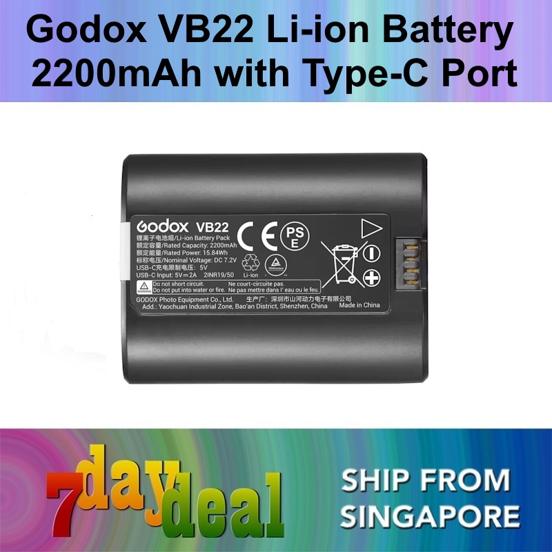 Godox VB22 Li-ion Battery with Type-C charging port for Godox V480 / V350 flash