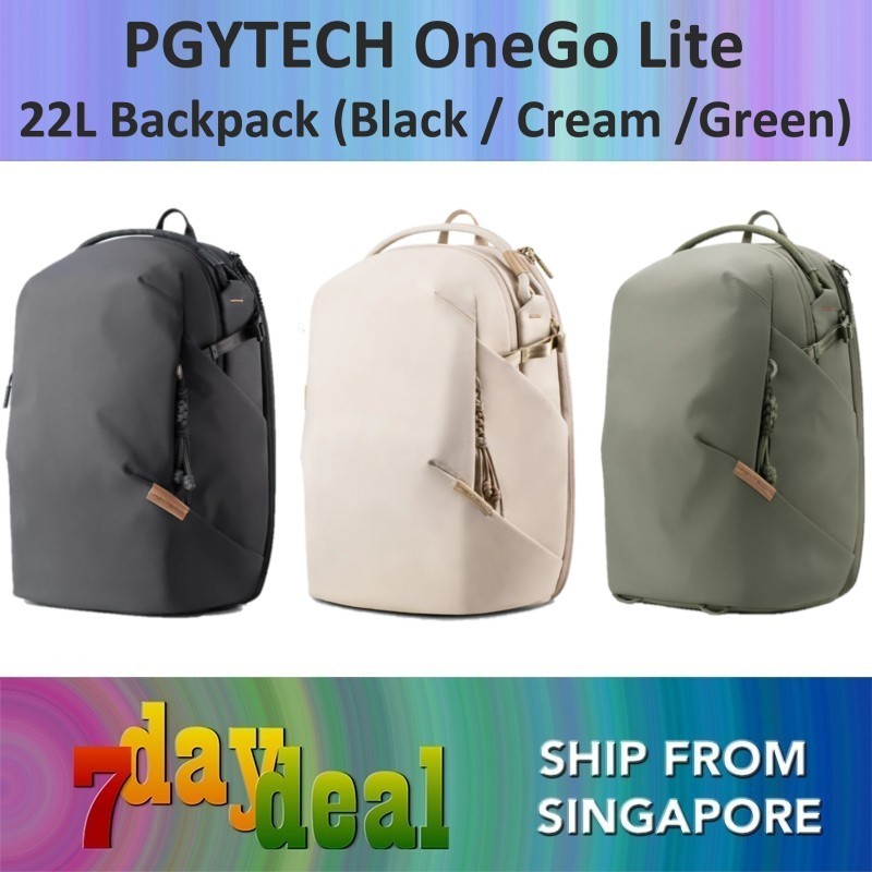 PGYTECH OneGo Lite Backpack 22L (Black / Cream / Green)