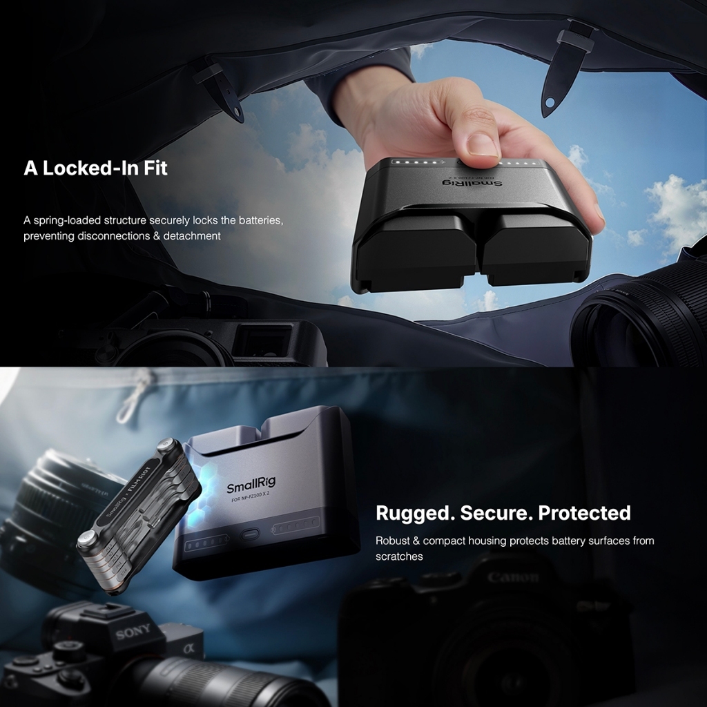 SmallRig Camera Battery Charger (For Sony NP-FZ100 / Canon LP-E6P / Nikon EN-EL15C / Panasonic DMW-BLK22 / Sony NP-FW50)