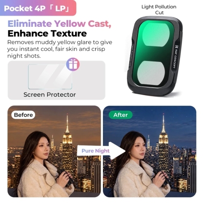 K&F UV / CPL / Black Mist / ND2-32 / ND32-512 / Anti-Light Pollution / Wide Angle Filter (For Dji Pocket 4P)