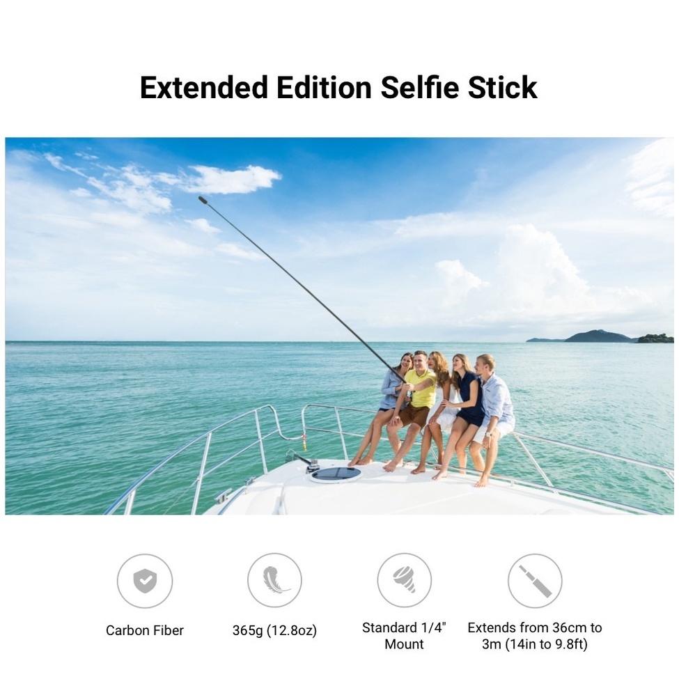 Insta360 3m Ultra-long Extended Edition Carbon Fiber Selfie Stick Monopod (For Insta360 X5 / X4 / X3 / ONE X2 / RS / GO 3 / GO 2)