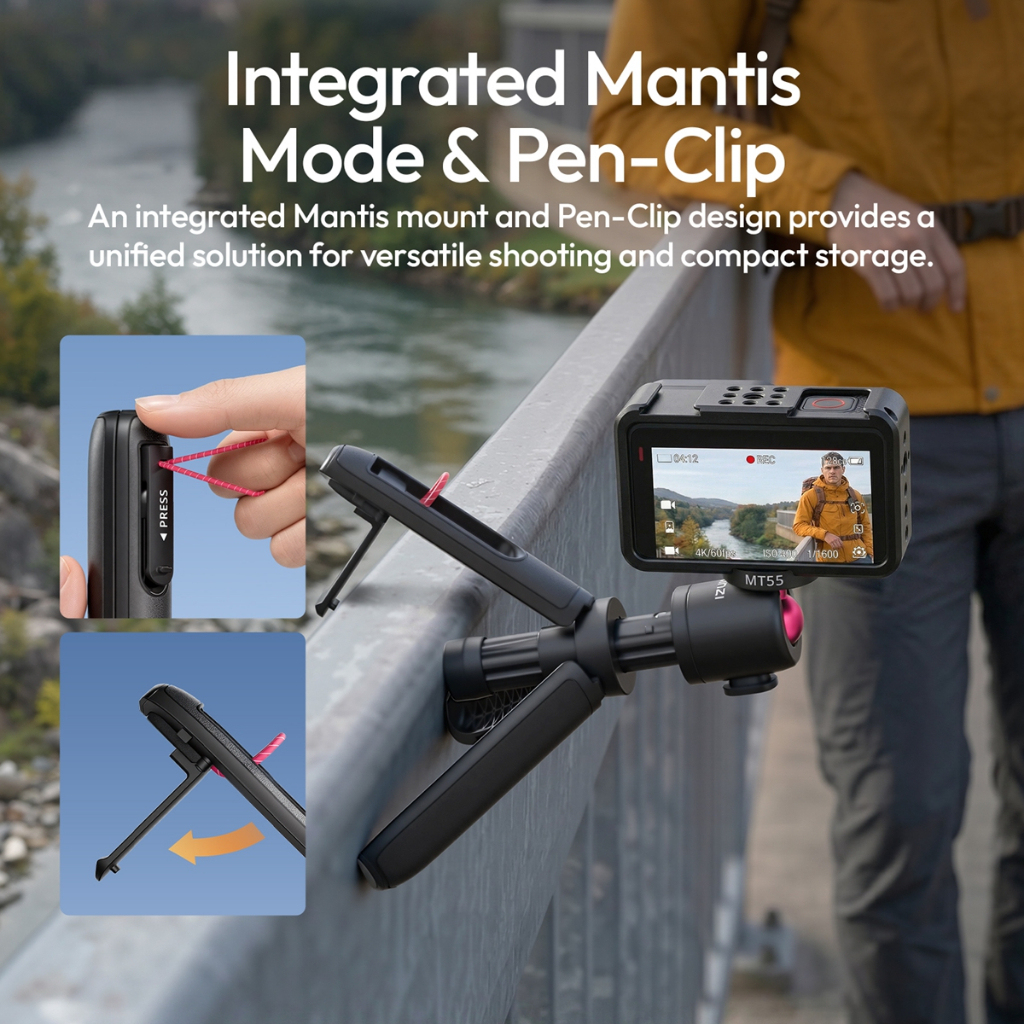 Ulanzi MT55 SnapGo Mini Selfie Stick Tripod (T165)-7daydeal
