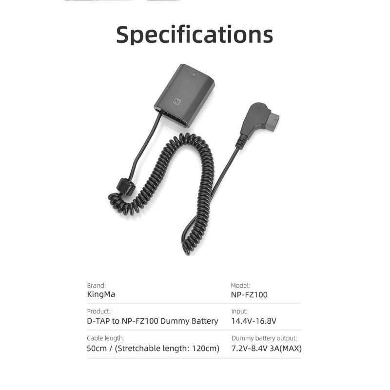 KingMa D-TAP to Dummy Battery (Fully Decoded For Sony NP-FZ100)